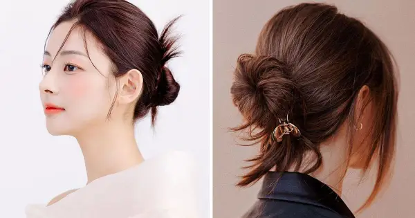 Cách búi tóc thấp lệch bên một bên kiểu cổ điển