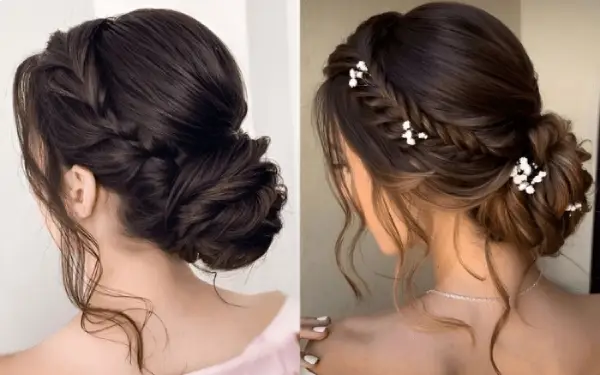Cách búi tóc đẹp cho tóc dài kết hợp tết