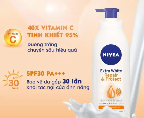 Top 10+ Kem body tốt nhất hiện nay bật tone chỉ sau 4 tuần 5 Nivea Extra White Repair & Protect Body Lotion SPF30 PA++