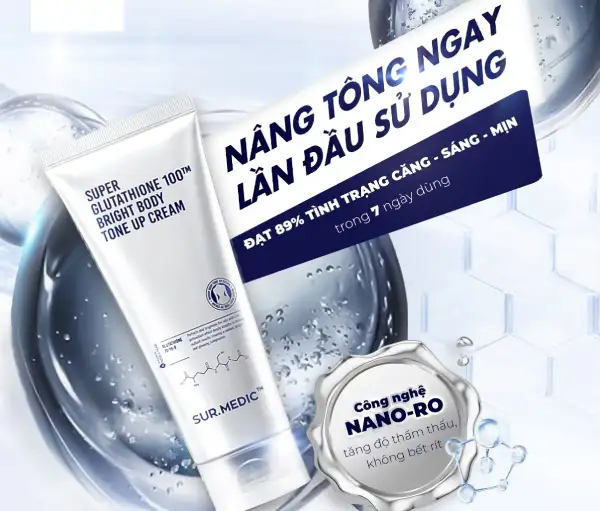 Top 10+ Kem body tốt nhất hiện nay bật tone chỉ sau 4 tuần 6 Kem dưỡng thể Sur.Medic+ Super Glutathione 100TM Bright Body Tone Up Cream
