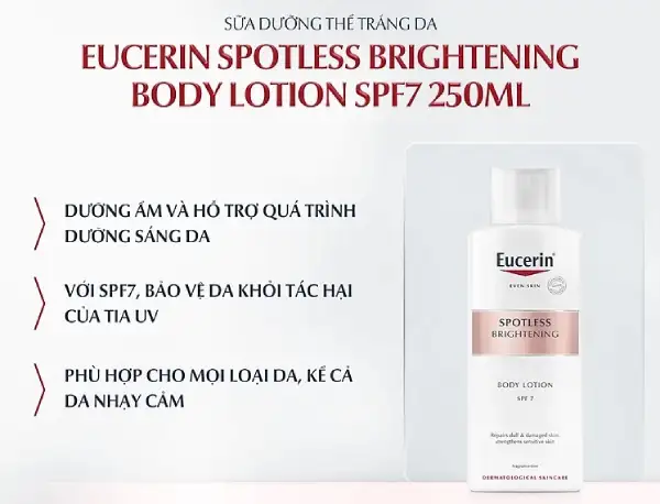 Top 10+ Kem body tốt nhất hiện nay bật tone chỉ sau 4 tuần 7 Lotion dưỡng sáng da toàn thân Eucerin Ultra White+ Spotless Body Lotion SPF 7