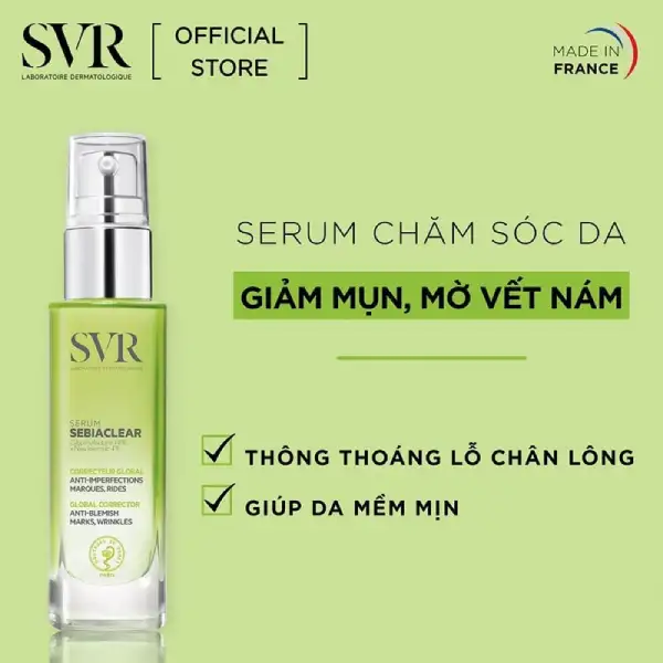 Top 10+ Sản phẩm se khít lỗ chân lông tốt được khuyên dùng 3 Serum se khít lỗ chân lông, giảm mụn, mờ thâm SVR Sebiaclear