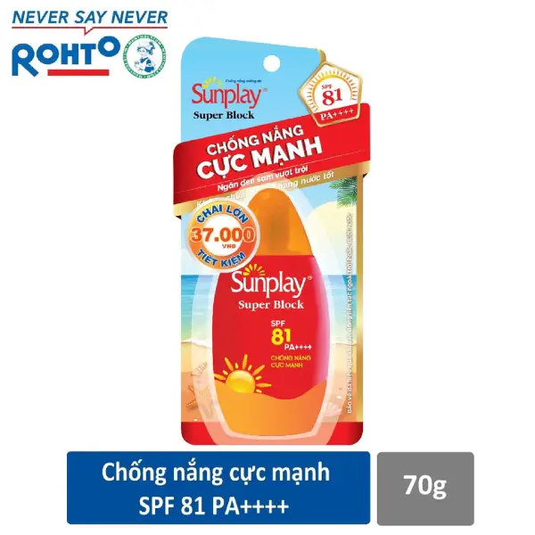TOP 10 kem chống nắng đi biển tuyệt vời cho mùa hè 6 Kem chống nắng đi biển Sunplay Super Block SPF81 PA++++