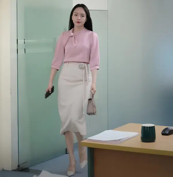 99+ Cách phối đồ với chân váy dài qua đầu gối xinh đẹp 35 Mẫu 2: Cách phối đồ với chân váy dài qua gối với áo thun dài tay