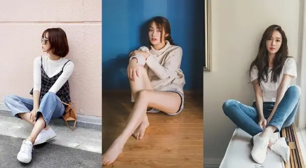 Tạo dáng chụp hình bắt chéo chân