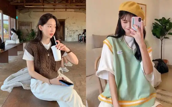 99+ Cách phối đồ với áo gile đẹp chuẩn Hàn Quốc 14 Phối đồ với áo gile phối thun trắng đẹp