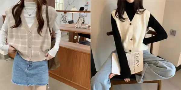 99+ Cách phối đồ với áo gile đẹp chuẩn Hàn Quốc 7 Các dáng gile cài cúc thường có họa tiết Basic hơn