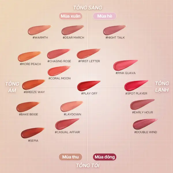 Son kem lì 3CE Blur Water Tint Sepia 4.6g - Màu đỏ gạch đậm 5 Tông màu son kem lì 3CE Blur Water Tint Sepia 4.6g