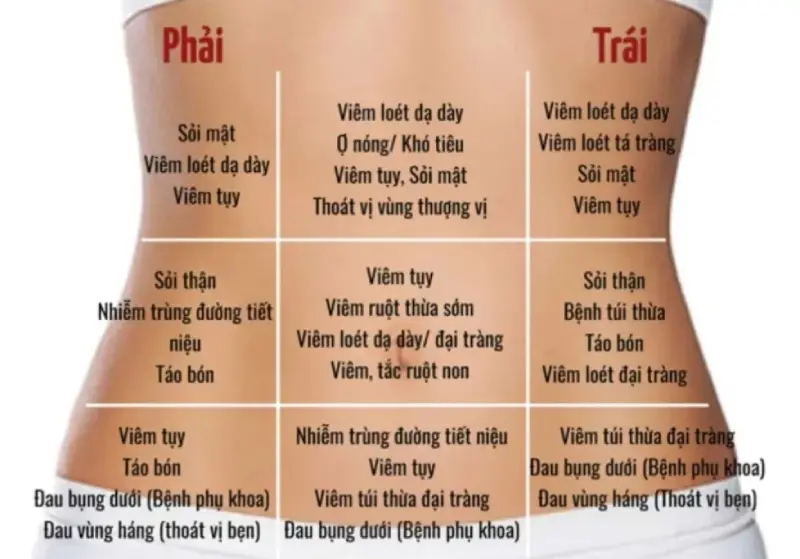 Vị trí đau bụng nhận biết bệnh