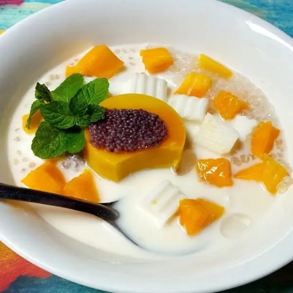 Pudding xoài sago bưởi