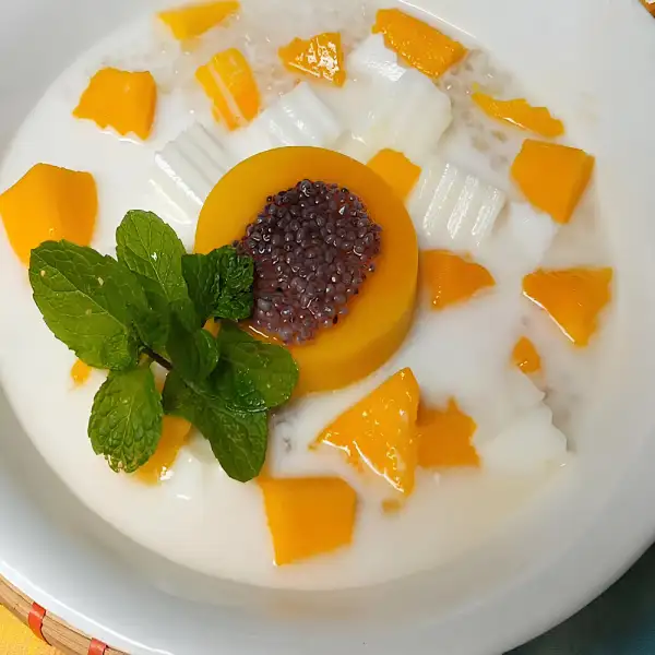 Thành phẩm chè xoài pudding ngọt ngào, hấp dẫn